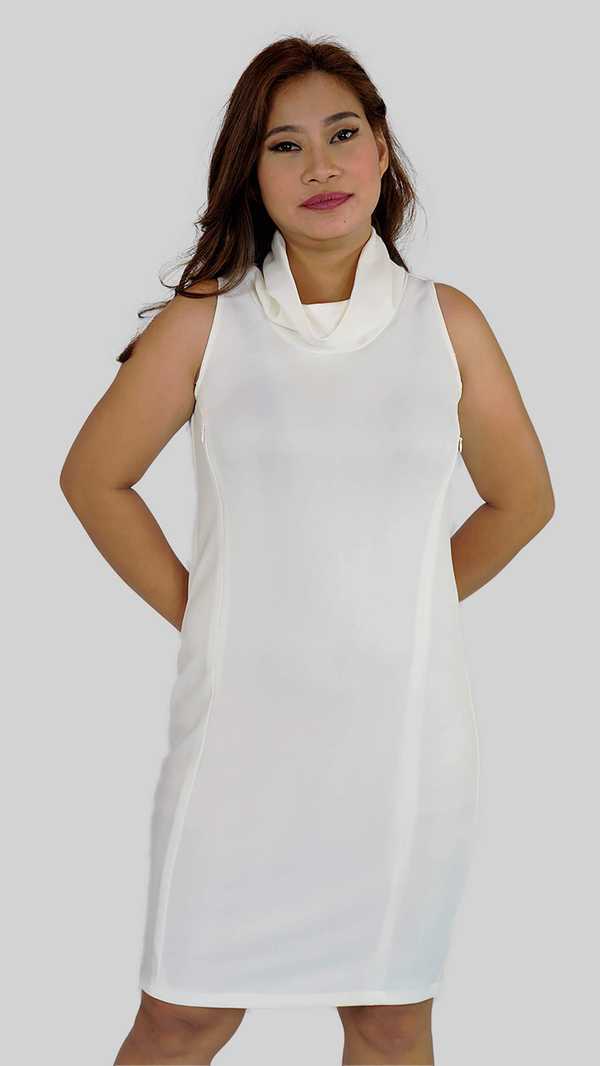 Sleeveless Cowl Neck Dress - Snow